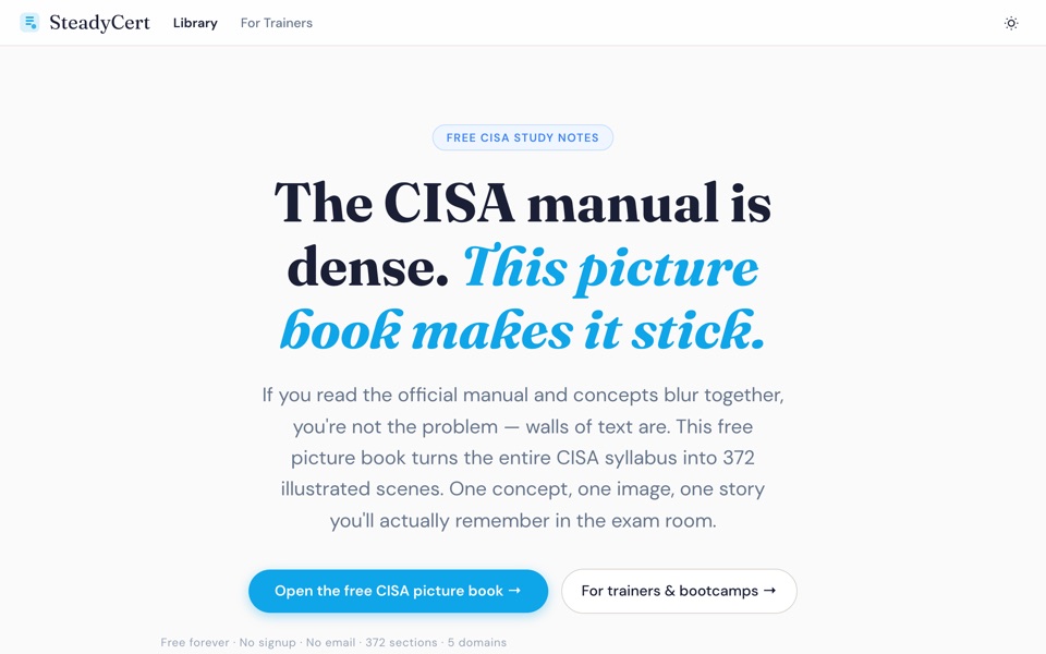 SteadyCert, an illustrated picture-book study guide for the CISA exam